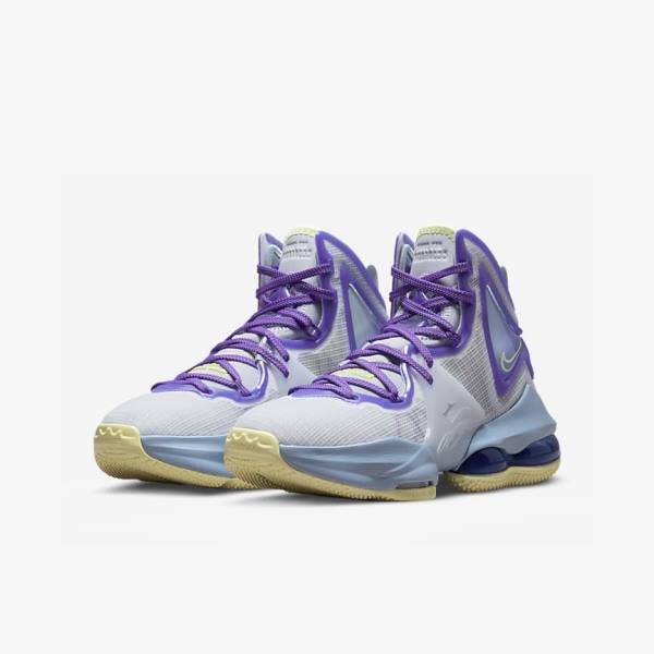 Nike LeBron 19 Older Basketbalschoenen Kinderen Blauw Paars | NK253RLI