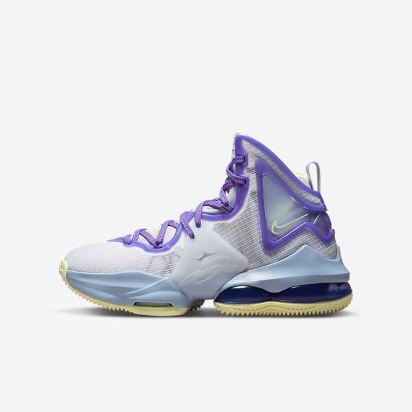 Nike LeBron 19 Older Basketbalschoenen Kinderen Blauw Paars | NK253RLI