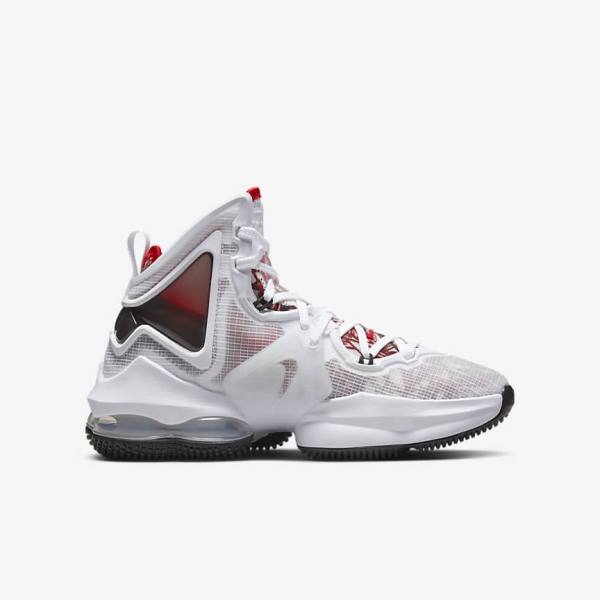 Nike LeBron 19 Older Basketbalschoenen Kinderen Wit Zwart Rood | NK450EUF