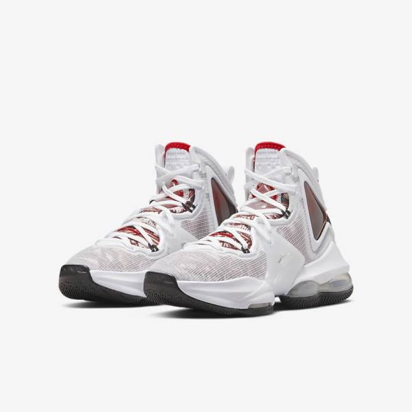 Nike LeBron 19 Older Basketbalschoenen Kinderen Wit Zwart Rood | NK450EUF