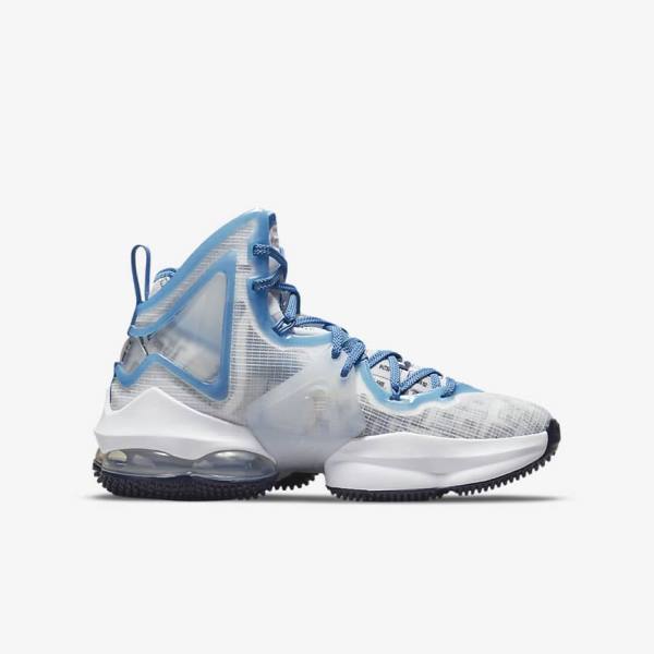 Nike LeBron 19 Older Basketbalschoenen Kinderen Wit Blauw | NK814UAJ