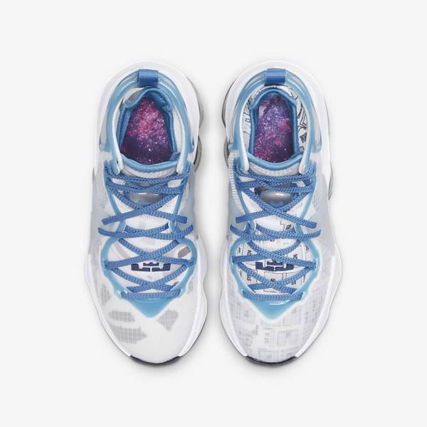 Nike LeBron 19 Older Basketbalschoenen Kinderen Wit Blauw | NK814UAJ