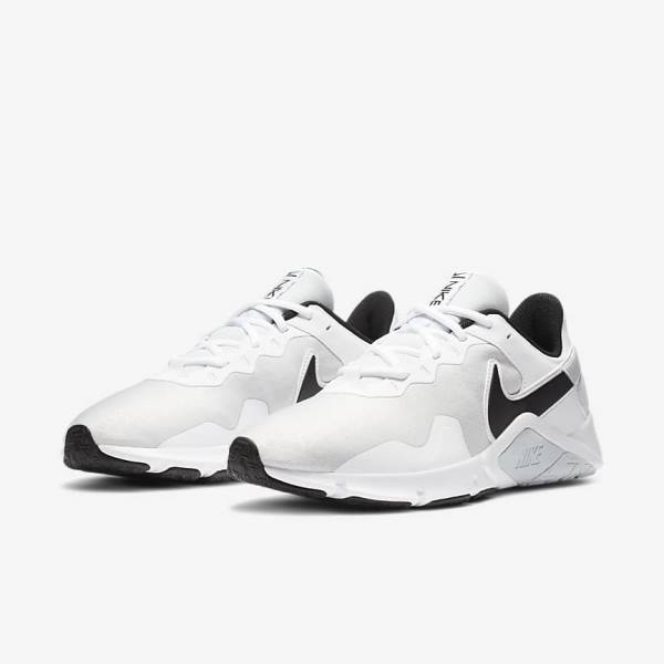 Nike Legend Essential 2 Fitness Schoenen Heren Platina Wit Zwart | NK713ORN