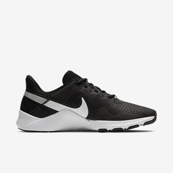 Nike Legend Essential 2 Fitness Schoenen Heren Zwart Metal Zilver Wit | NK782SKM