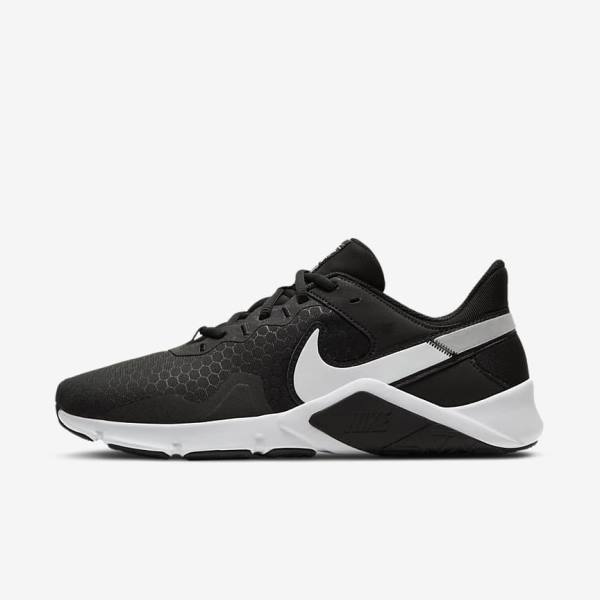 Nike Legend Essential 2 Fitness Schoenen Heren Zwart Metal Zilver Wit | NK782SKM