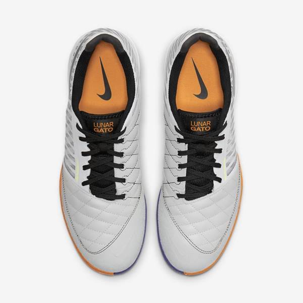 Nike Lunar Gato II IC Indoor Court Voetbalschoenen Heren Wit Geel Zwart | NK179DAO