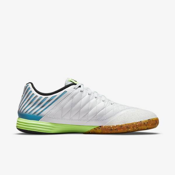 Nike Lunar Gato II IC Indoor Court Voetbalschoenen Heren Wit Lichtblauw Zwart Zwart | NK324NFL