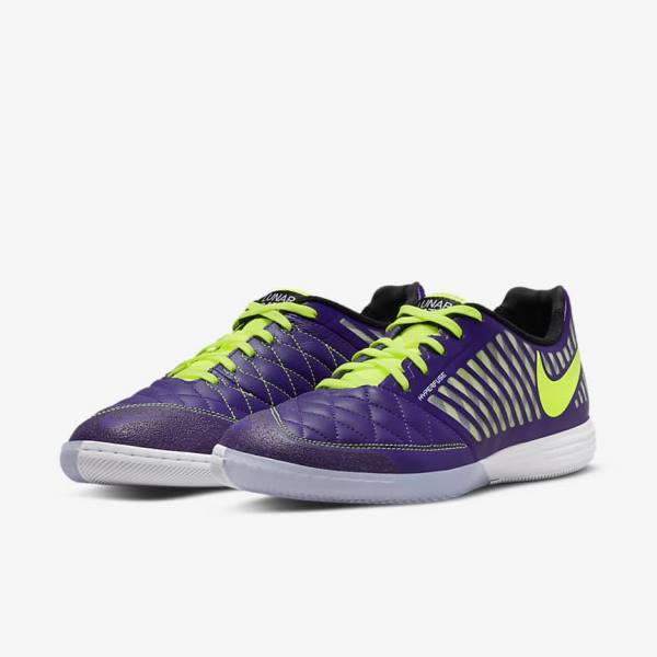 Nike Lunar Gato II IC Indoor Court Voetbalschoenen Heren Paars Zwart Wit | NK563EQK