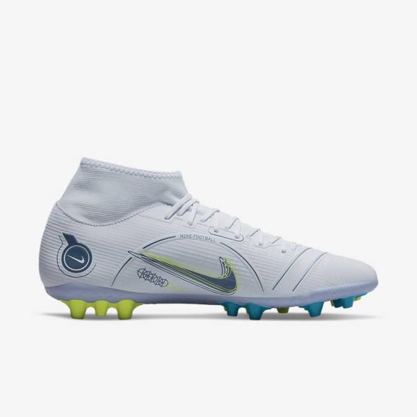 Nike Mercurial Superfly 8 Academy AG Artificial-Grass Voetbalschoenen Dames Grijs Lichtblauw Donkerblauw | NK637FHB