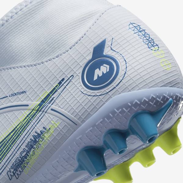 Nike Mercurial Superfly 8 Academy AG Artificial-Grass Voetbalschoenen Dames Grijs Lichtblauw Donkerblauw | NK637FHB