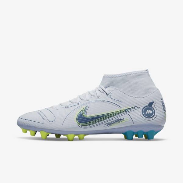 Nike Mercurial Superfly 8 Academy AG Artificial-Grass Voetbalschoenen Dames Grijs Lichtblauw Donkerblauw | NK637FHB