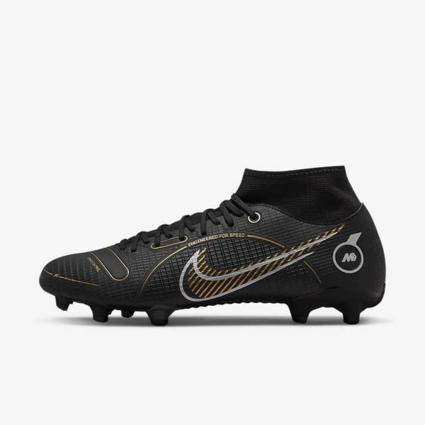 Nike Mercurial Superfly 8 Academy MG Multi-Grounds Voetbalschoenen Heren Zwart Metal Zilver Grijs Metal Goud | NK057XPE