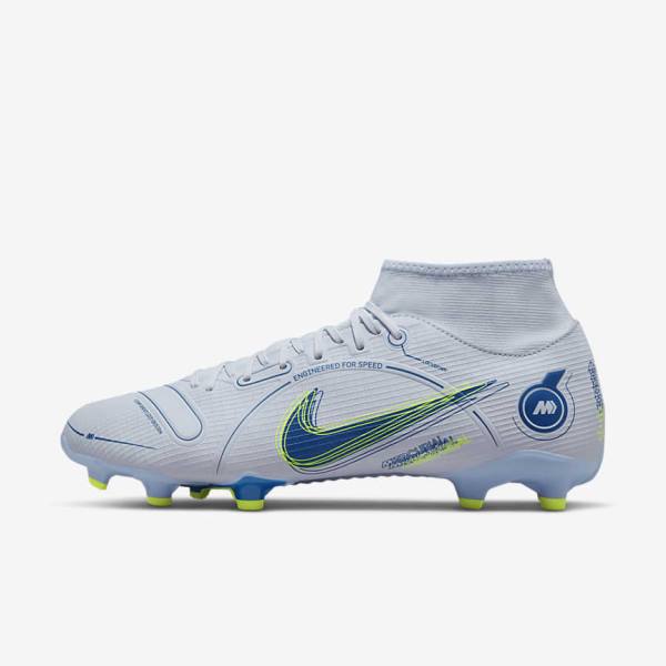 Nike Mercurial Superfly 8 Academy MG Multi-Grounds Voetbalschoenen Heren Grijs Lichtblauw Donkerblauw | NK356XGU