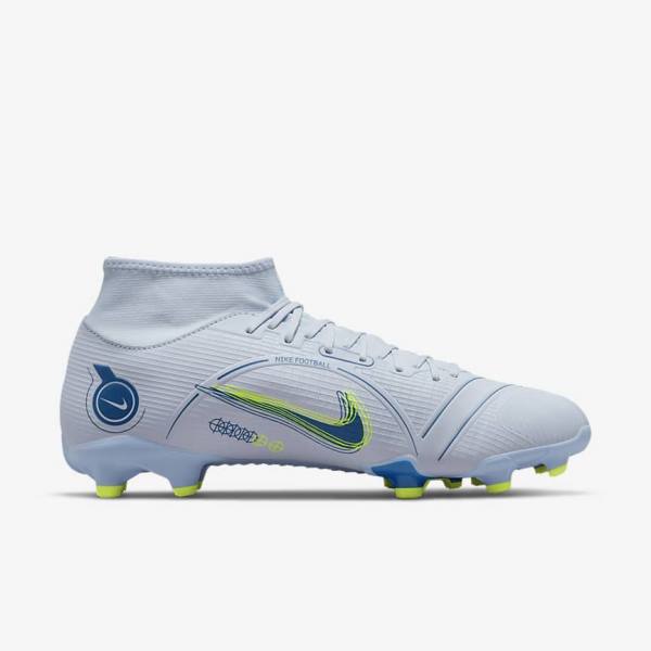 Nike Mercurial Superfly 8 Academy MG Multi-Grounds Voetbalschoenen Dames Grijs Lichtblauw Donkerblauw | NK582JHF