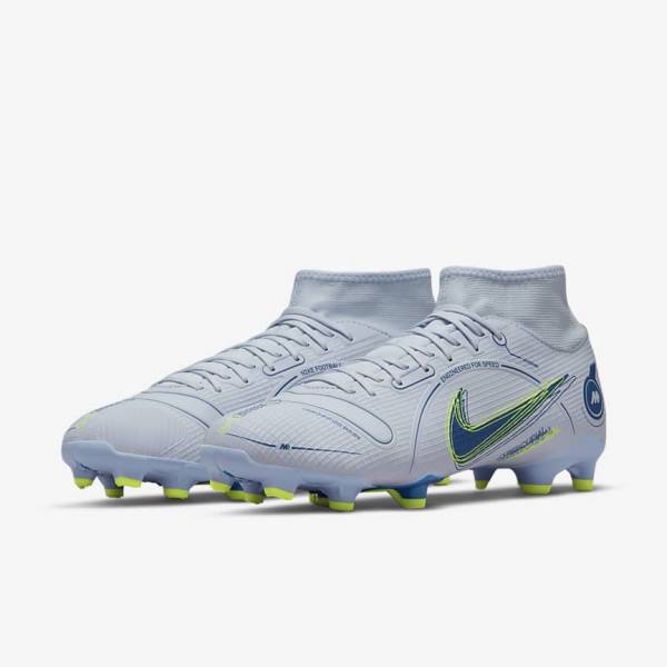 Nike Mercurial Superfly 8 Academy MG Multi-Grounds Voetbalschoenen Dames Grijs Lichtblauw Donkerblauw | NK582JHF