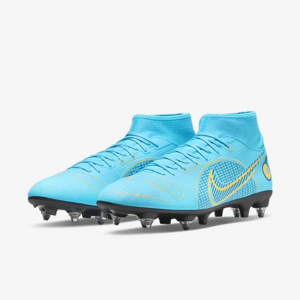 Nike Mercurial Superfly 8 Academy SG-PRO Anti-Clog Traction Soft-Grounds Voetbalschoenen Dames Blauw Oranje | NK056VGU