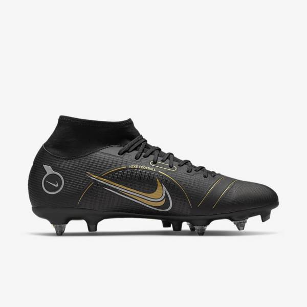 Nike Mercurial Superfly 8 Academy SG-PRO Anti-Clog Traction Soft-Grounds Voetbalschoenen Dames Zwart Metal Zilver Grijs Metal Goud | NK124TOS