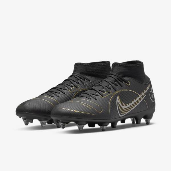 Nike Mercurial Superfly 8 Academy SG-PRO Anti-Clog Traction Soft-Grounds Voetbalschoenen Dames Zwart Metal Zilver Grijs Metal Goud | NK124TOS