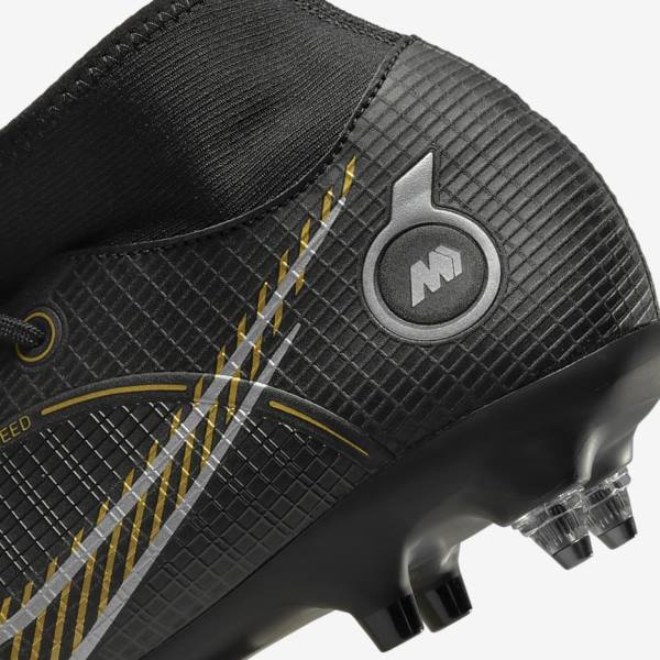 Nike Mercurial Superfly 8 Academy SG-PRO Anti-Clog Traction Soft-Grounds Voetbalschoenen Dames Zwart Metal Zilver Grijs Metal Goud | NK124TOS