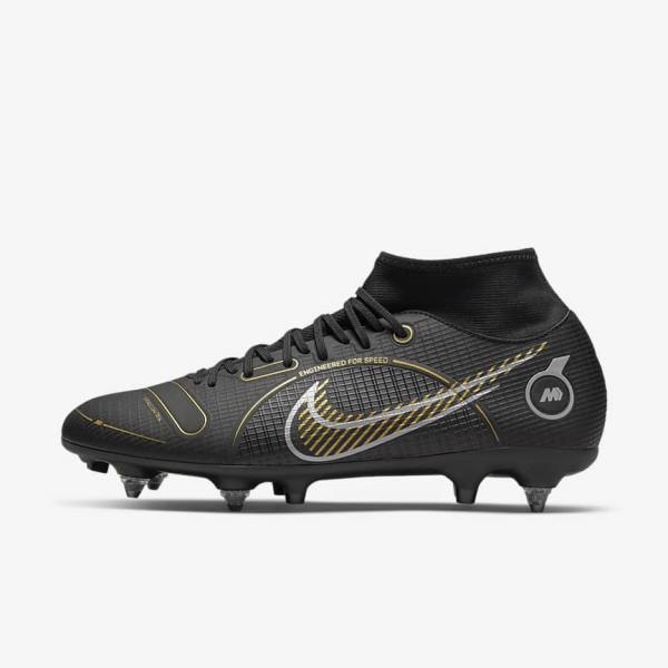 Nike Mercurial Superfly 8 Academy SG-PRO Anti-Clog Traction Soft-Grounds Voetbalschoenen Dames Zwart Metal Zilver Grijs Metal Goud | NK124TOS