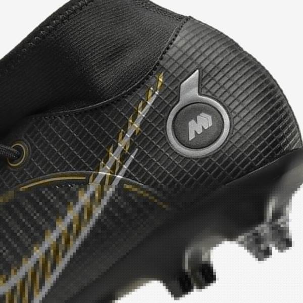 Nike Mercurial Superfly 8 Academy SG-PRO Anti-Clog Traction Soft-Grounds Voetbalschoenen Heren Zwart Metal Zilver Grijs Metal Goud | NK723TXW