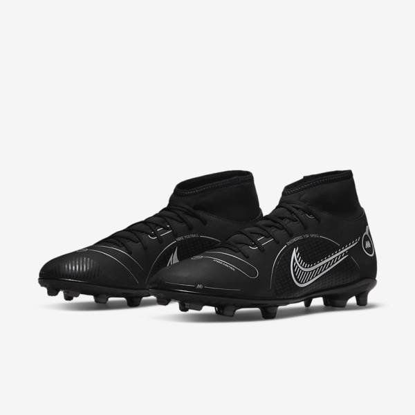 Nike Mercurial Superfly 8 Club MG Multi-Grounds Voetbalschoenen Heren Zwart Grijs Metal Zilver | NK459LAI