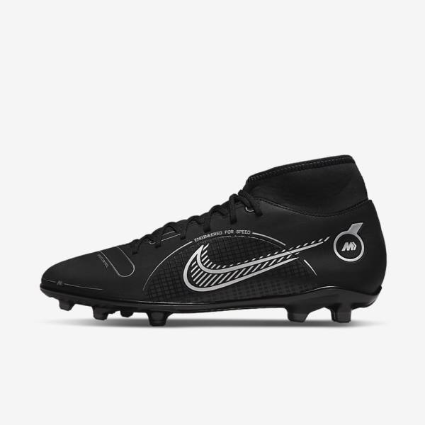 Nike Mercurial Superfly 8 Club MG Multi-Grounds Voetbalschoenen Heren Zwart Grijs Metal Zilver | NK459LAI