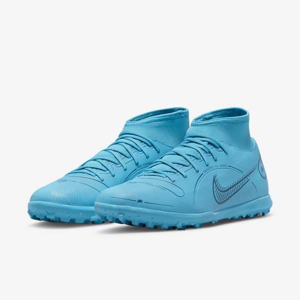 Nike Mercurial Superfly 8 Club TF Turf Voetbalschoenen Dames Blauw Oranje | NK791JNA