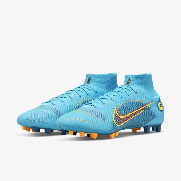 Nike Mercurial Superfly 8 Elite AG Artificial-Grasss Voetbalschoenen Heren Blauw Oranje | NK143QCH