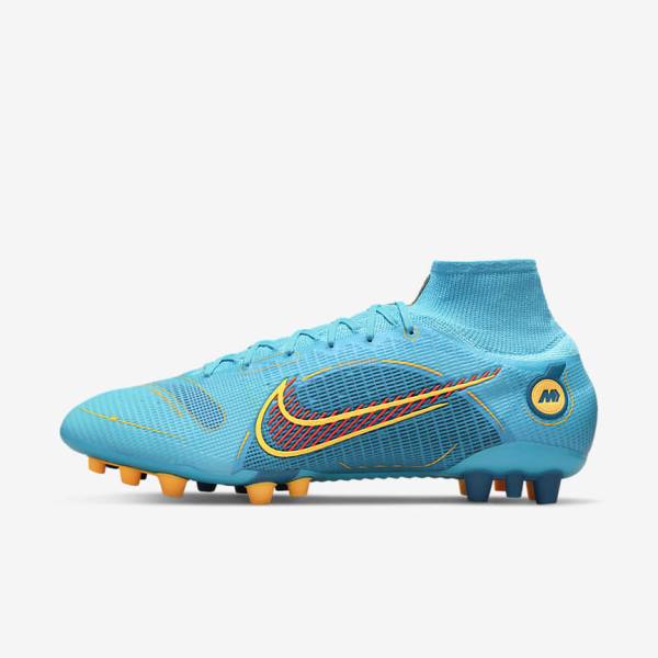 Nike Mercurial Superfly 8 Elite AG Artificial-Grasss Voetbalschoenen Heren Blauw Oranje | NK143QCH