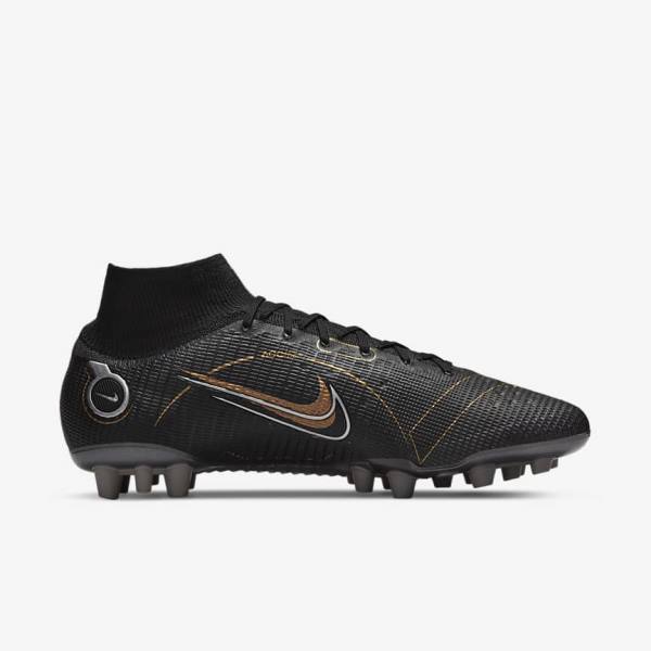 Nike Mercurial Superfly 8 Elite AG Artificial-Grasss Voetbalschoenen Dames Zwart Metal Zilver Grijs Metal Goud | NK610ONW