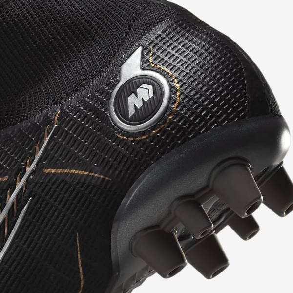 Nike Mercurial Superfly 8 Elite AG Artificial-Grasss Voetbalschoenen Heren Zwart Metal Zilver Grijs Metal Goud | NK641OSY