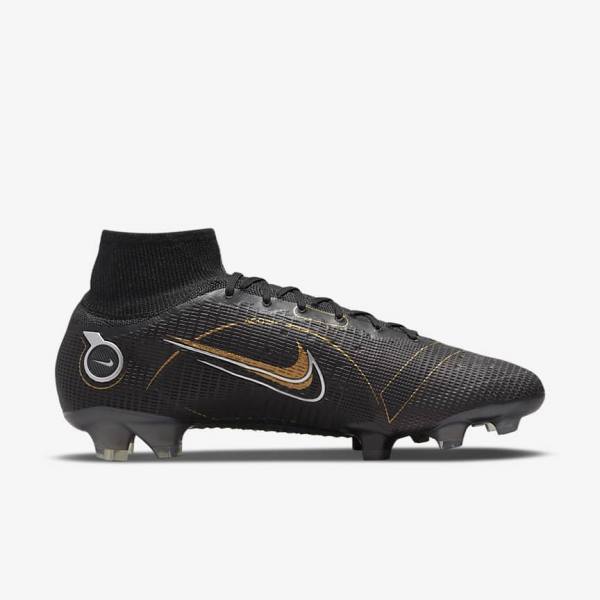 Nike Mercurial Superfly 8 Elite FG Firm-Grounds Voetbalschoenen Dames Zwart Metal Zilver Grijs Metal Goud | NK093HSE