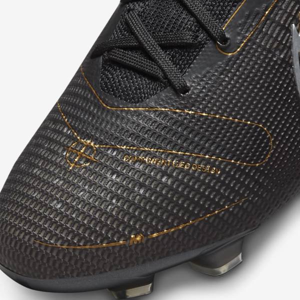 Nike Mercurial Superfly 8 Elite FG Firm-Grounds Voetbalschoenen Dames Zwart Metal Zilver Grijs Metal Goud | NK093HSE