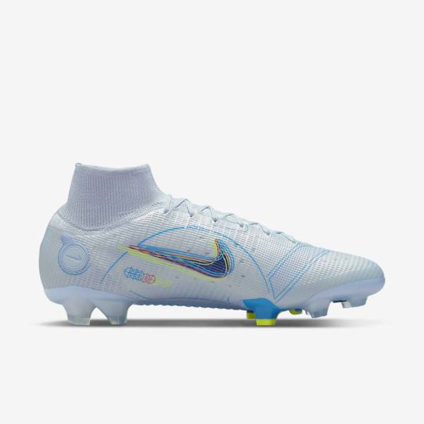 Nike Mercurial Superfly 8 Elite FG Firm-Grounds Voetbalschoenen Heren Grijs Lichtblauw Blauw | NK452OFZ