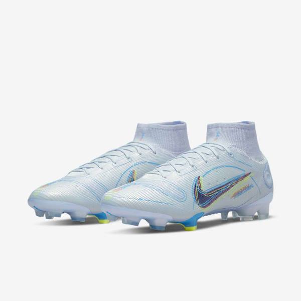 Nike Mercurial Superfly 8 Elite FG Firm-Grounds Voetbalschoenen Heren Grijs Lichtblauw Blauw | NK452OFZ