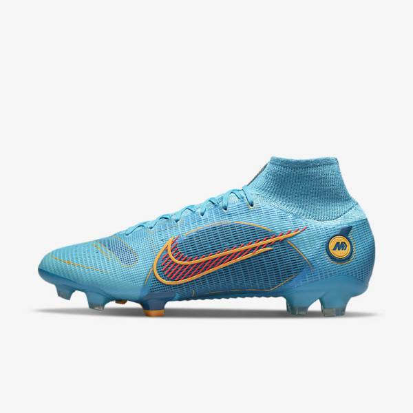 Nike Mercurial Superfly 8 Elite FG Firm-Grounds Voetbalschoenen Heren Blauw Oranje | NK465IKD