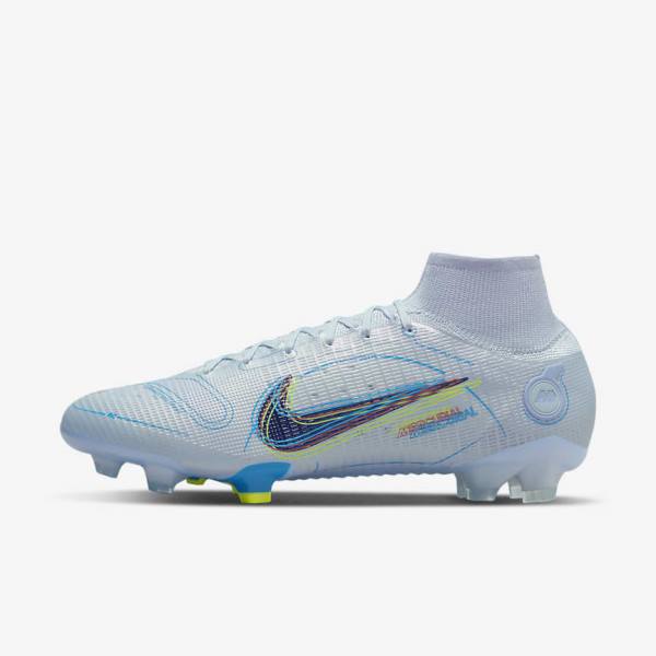 Nike Mercurial Superfly 8 Elite FG Firm-Grounds Voetbalschoenen Dames Grijs Lichtblauw Blauw | NK824BOW