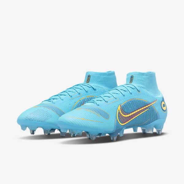 Nike Mercurial Superfly 8 Elite SG-PRO Anti-Clog Traction Soft-Ground Voetbalschoenen Dames Blauw Oranje | NK165CKM