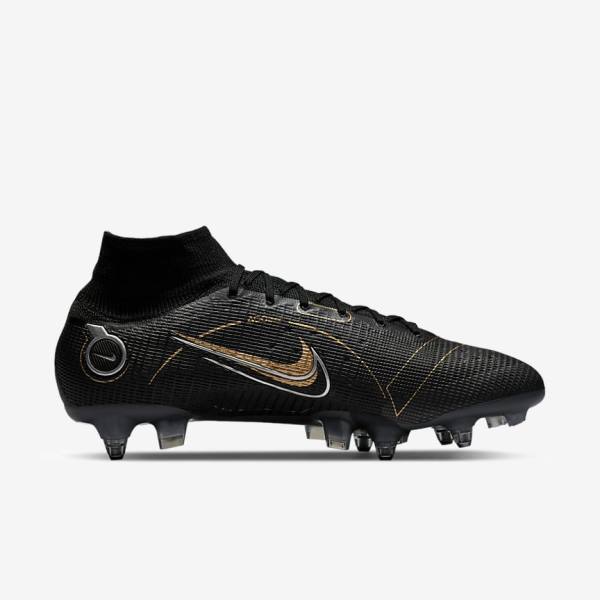 Nike Mercurial Superfly 8 Elite SG-PRO Anti-Clog Traction Soft-Ground Voetbalschoenen Heren Zwart Metal Zilver Grijs Metal Goud | NK295ENZ