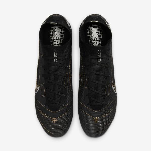 Nike Mercurial Superfly 8 Elite SG-PRO Anti-Clog Traction Soft-Ground Voetbalschoenen Heren Zwart Metal Zilver Grijs Metal Goud | NK295ENZ