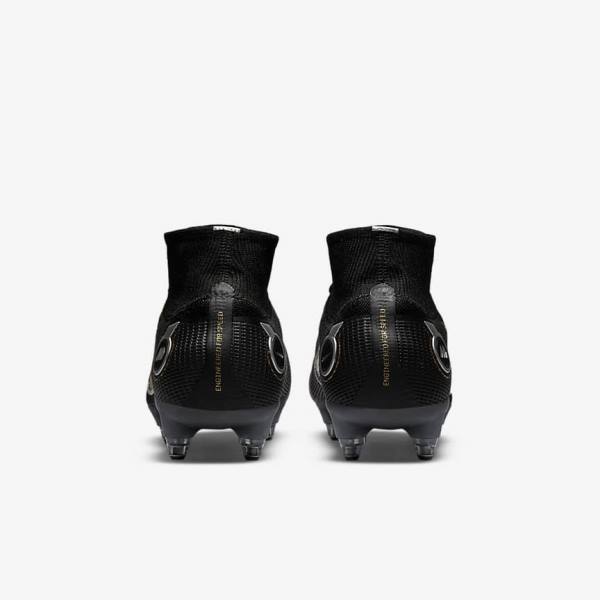 Nike Mercurial Superfly 8 Elite SG-PRO Anti-Clog Traction Soft-Ground Voetbalschoenen Heren Zwart Metal Zilver Grijs Metal Goud | NK295ENZ