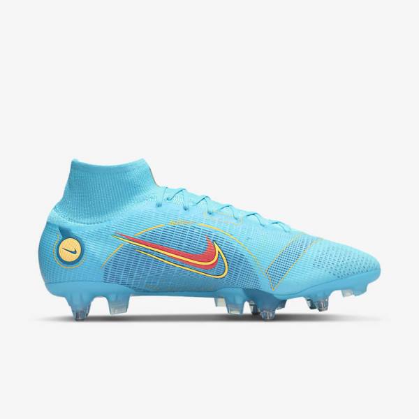 Nike Mercurial Superfly 8 Elite SG-PRO Anti-Clog Traction Soft-Ground Voetbalschoenen Heren Blauw Oranje | NK534KMI