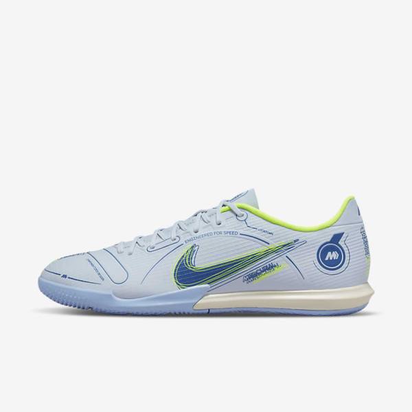 Nike Mercurial Vapor 14 Academy IC Indoor Court Voetbalschoenen Dames Grijs Lichtblauw Blauw | NK053CPH