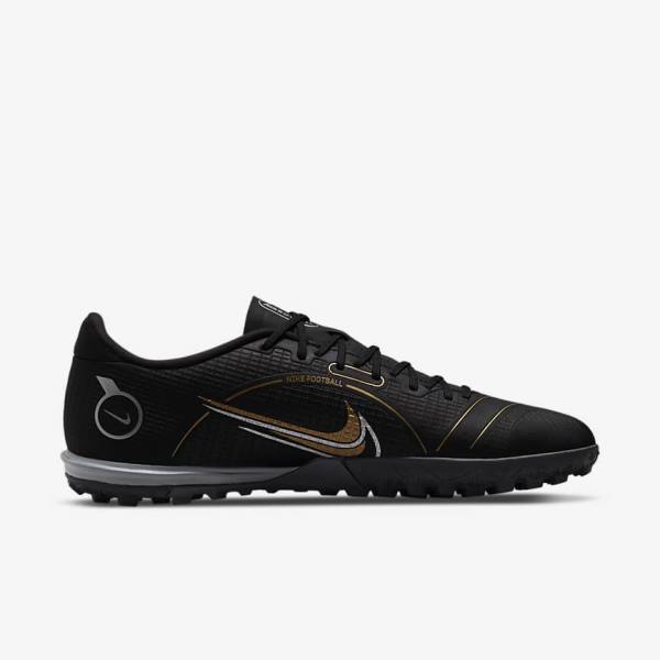 Nike Mercurial Vapor 14 Academy TF Turf Voetbalschoenen Dames Zwart Metal Zilver Grijs Metal Goud | NK720GFR