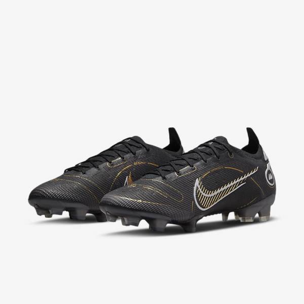 Nike Mercurial Vapor 14 Elite FG Firm-Grounds Voetbalschoenen Heren Zwart Metal Zilver Grijs Metal Goud | NK052HBI