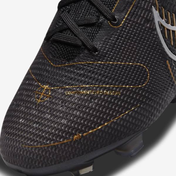 Nike Mercurial Vapor 14 Elite FG Firm-Grounds Voetbalschoenen Heren Zwart Metal Zilver Grijs Metal Goud | NK052HBI