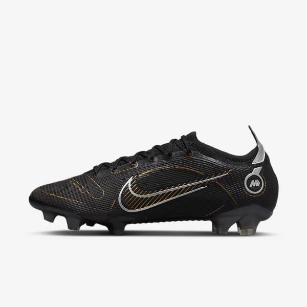 Nike Mercurial Vapor 14 Elite FG Firm-Grounds Voetbalschoenen Heren Zwart Metal Zilver Grijs Metal Goud | NK052HBI