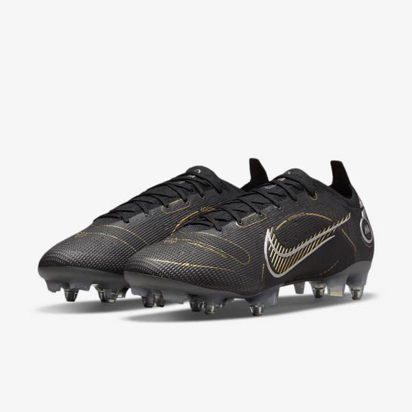 Nike Mercurial Vapor 14 Elite SG-PRO Anti-Clog Traction Soft-Grounds Voetbalschoenen Dames Zwart Metal Zilver Grijs Metal Goud | NK360JLK