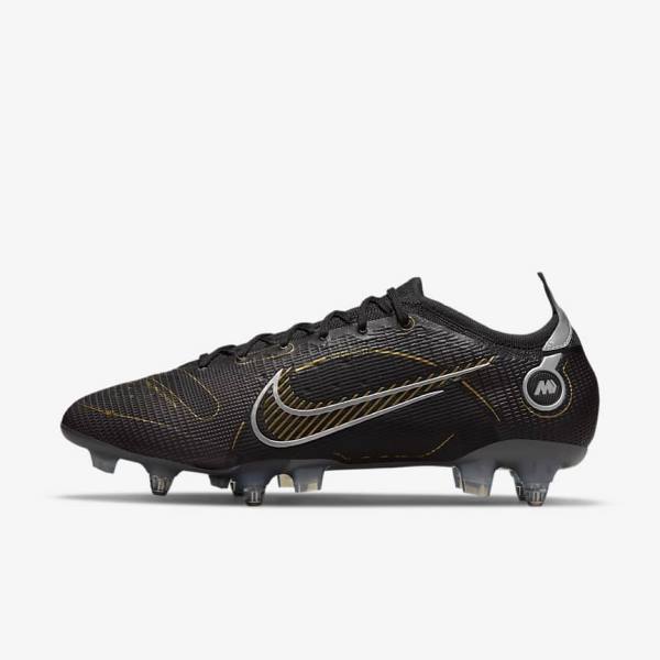 Nike Mercurial Vapor 14 Elite SG-PRO Anti-Clog Traction Soft-Grounds Voetbalschoenen Dames Zwart Metal Zilver Grijs Metal Goud | NK360JLK